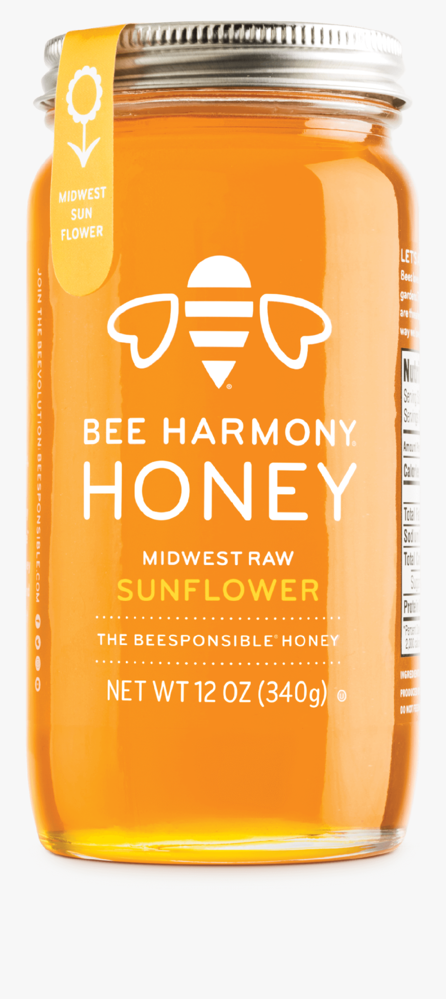 Sunflowers Png Mason Jar - Bee Harmony Honey Label, Transparent Clipart