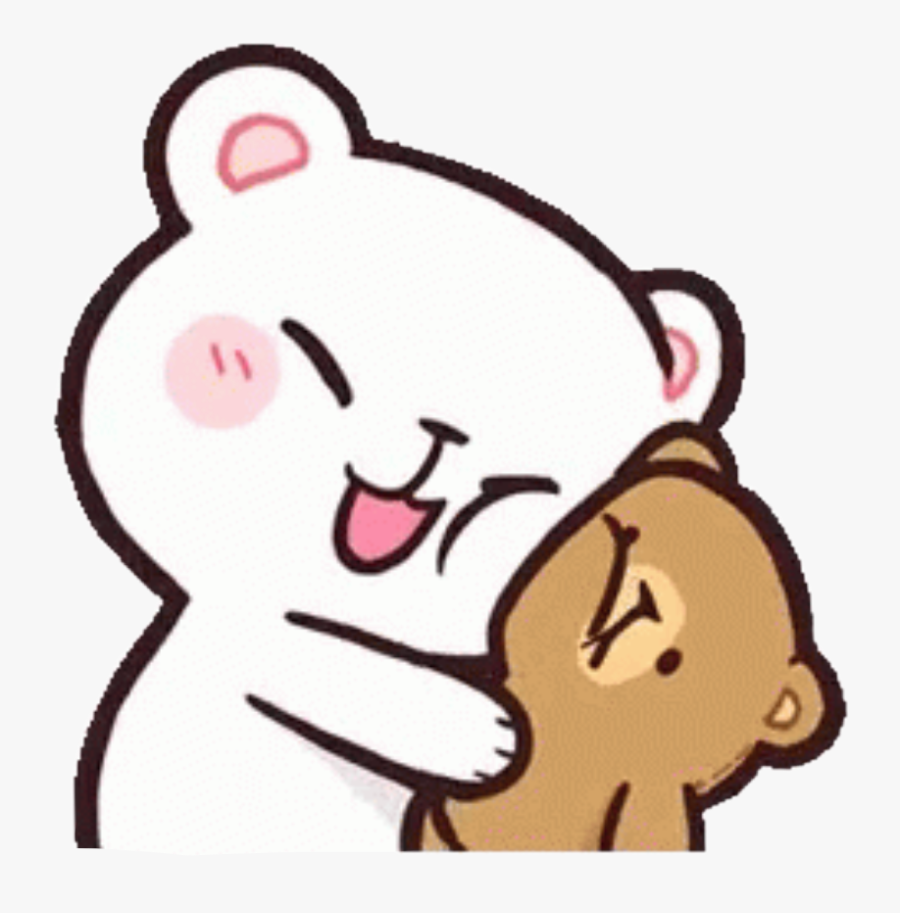#milkandmocha #hug #cute #bears #happy #kawaii #freetoedit - Milk And Mocha Stickers, Transparent Clipart