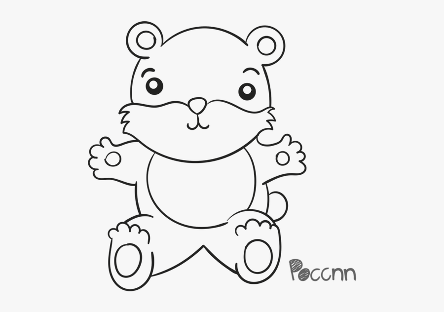 Lineart Bear Hug - Cartoon, Transparent Clipart