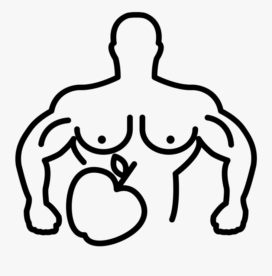 Male Muscular Outline With Apple Comments - Vector Dumbbell Png Logo, Transparent Clipart