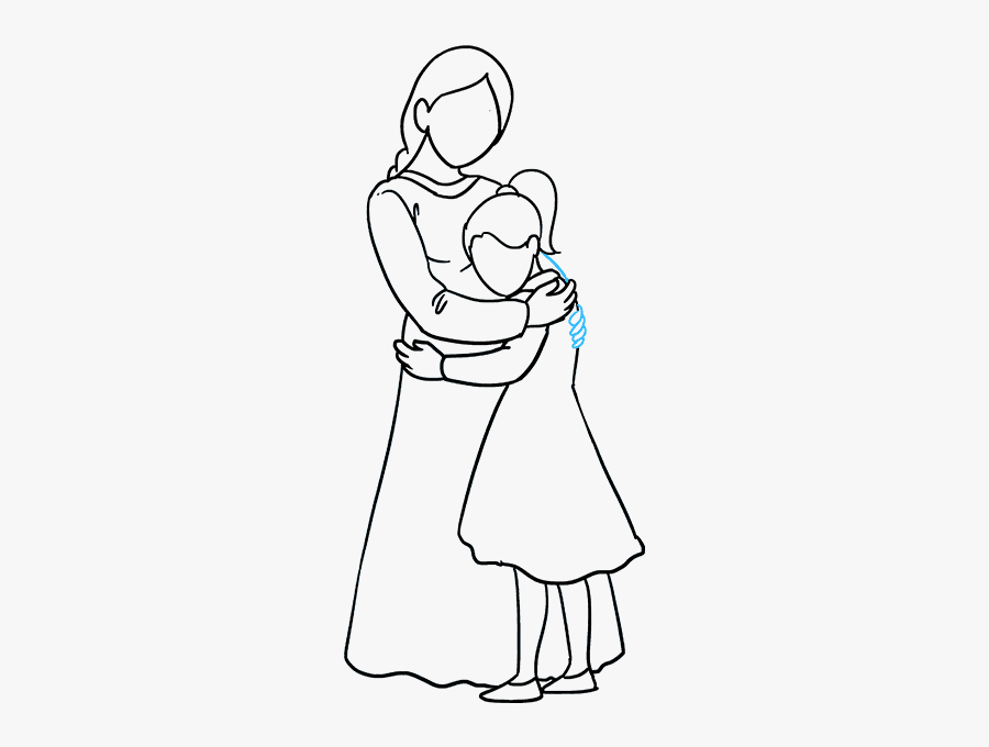 How To Draw Mother Hugging A Daughter - Mother Daughter Drawings Black, Transparent Clipart