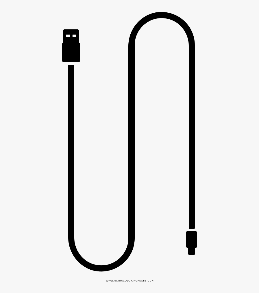 Usb Cable Coloring Page - Cable Usb Vector Png, Transparent Clipart