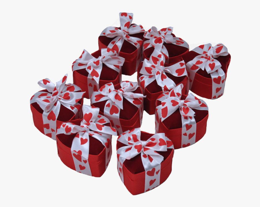 A Set Of 10 Small Velvet Heart-shaped Boxes Filled - Gift Wrapping, Transparent Clipart