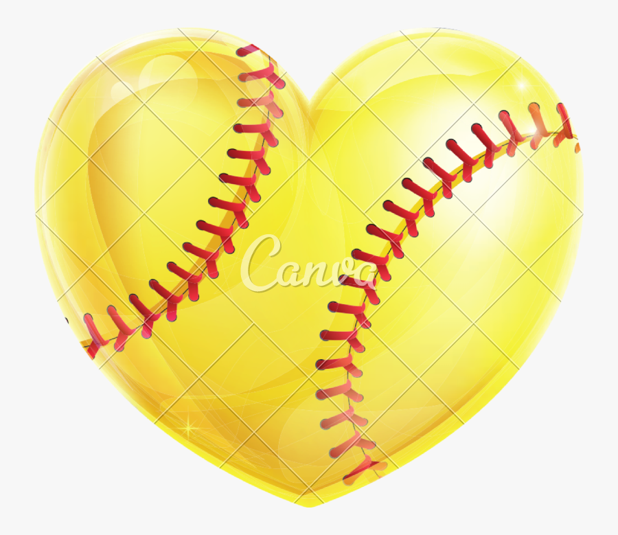 Transparent Softball Heart - Heart Shaped Baseball Png, Transparent Clipart