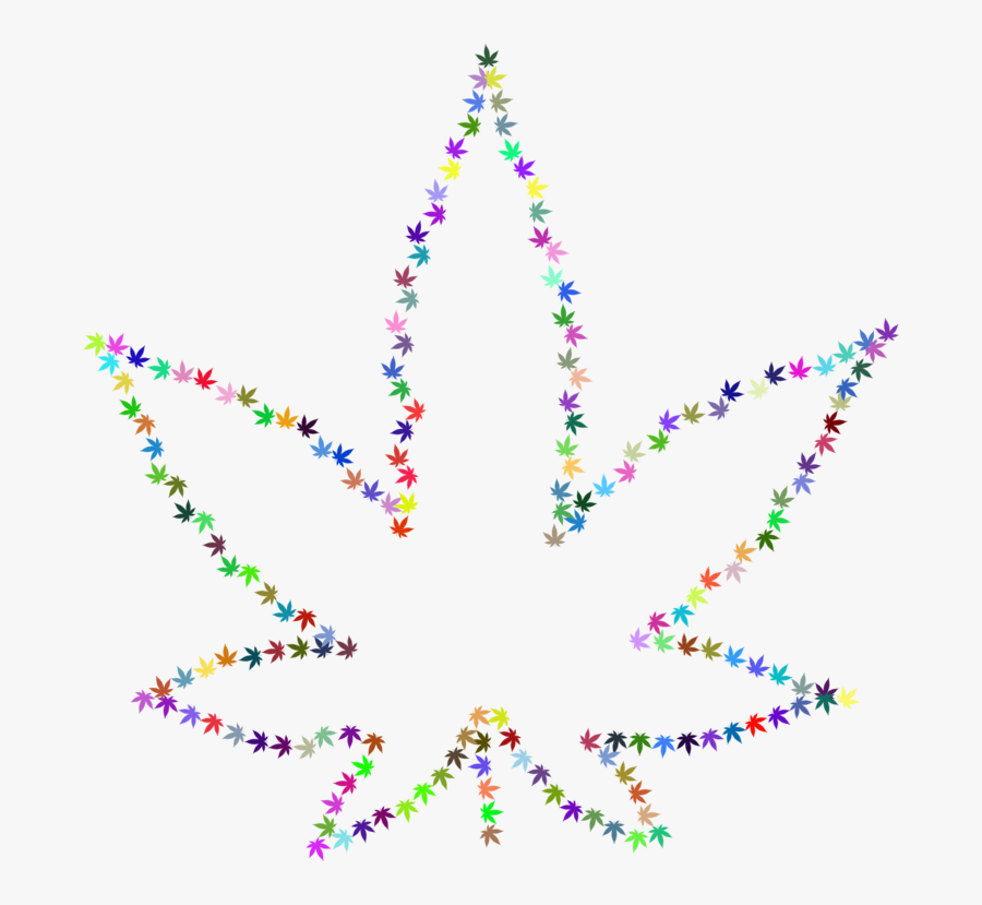 Line,art,symmetry - Outline Marijuana Leaf, Transparent Clipart