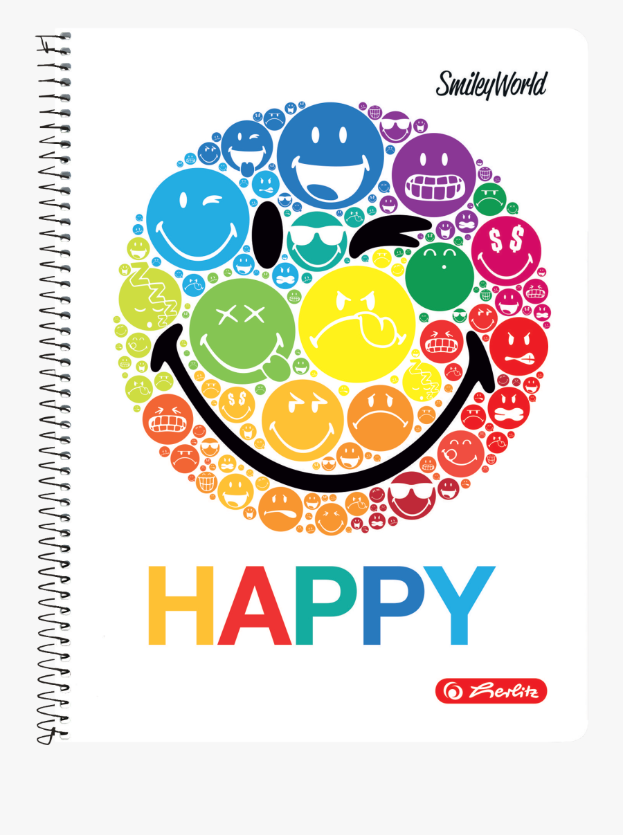 Spiral Pad A4/70 Ruled Assorted Smileyworld Rainbow - Herlitz A4 Paper, Transparent Clipart