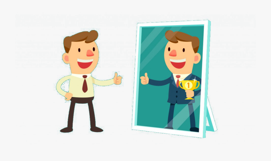 Top Companies Like Google, Facebook, And Disneyland - Seeing Yourself In The Mirror Cartoon, Transparent Clipart