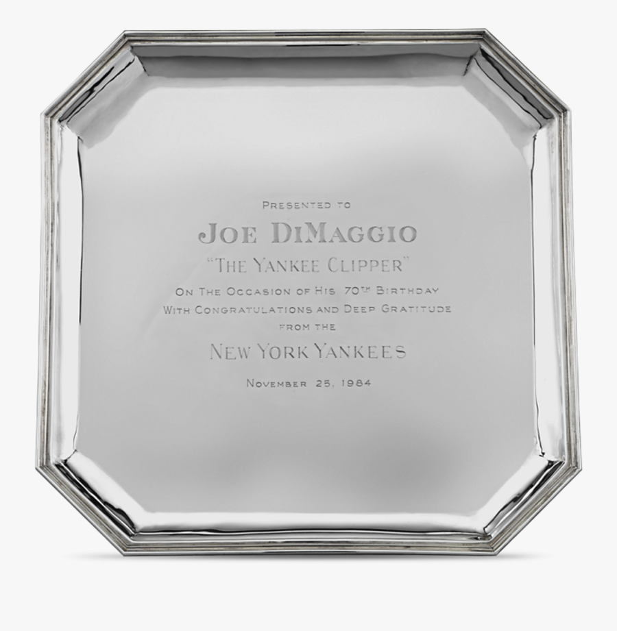 Joe Dimaggio Silver Presentation Tray By Cartier - Memorial, Transparent Clipart