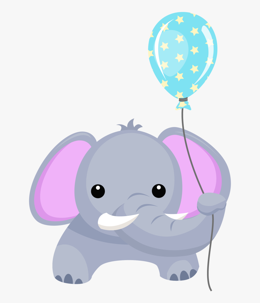 Transparent Cute Balloon Clipart - Baby Elephant With Balloons Clipart Png, Transparent Clipart
