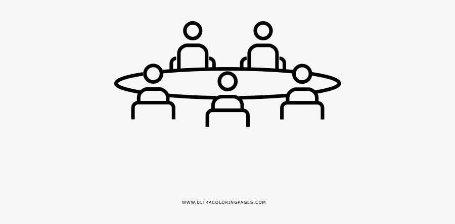 Business Meeting Coloring Page - Line Art, Transparent Clipart