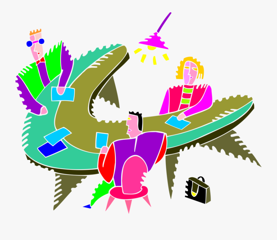 Vector Illustration Of Business Meeting With Office - Illustration, Transparent Clipart