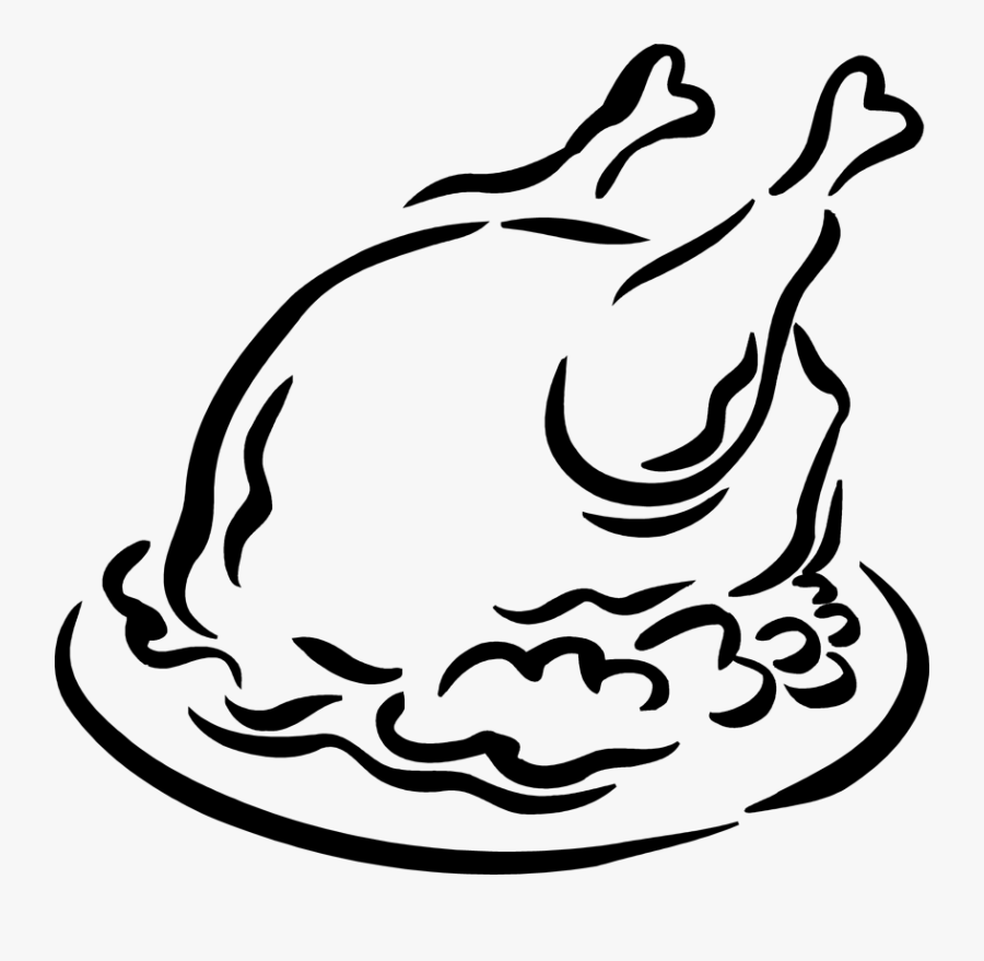 Cooked Turkey Clipart Black And White, Transparent Clipart
