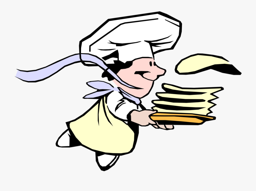 Vector Illustration Of Crêpes Chef Running To Serve - Hotcakes Emporium, Transparent Clipart