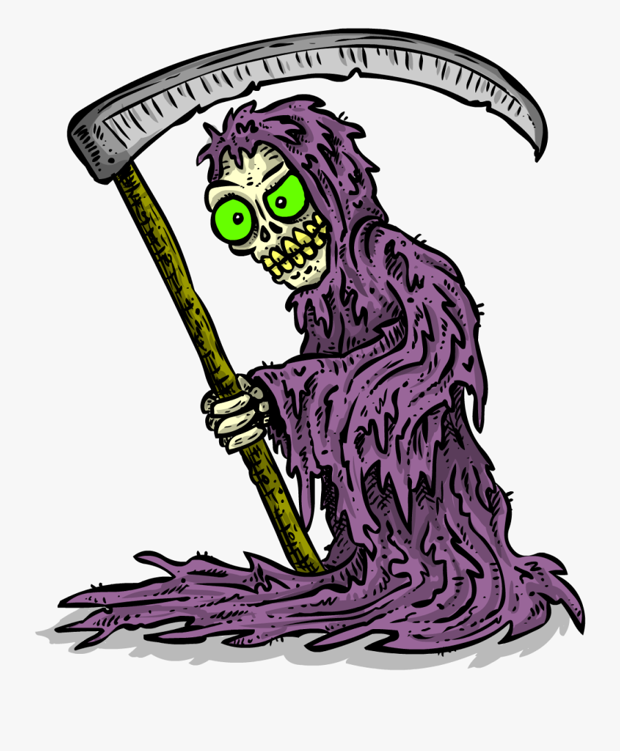 Image Of Googly-eyed Grim Reaper Vinyl Sticker - Transparent Grim Reaper Sticker, Transparent Clipart