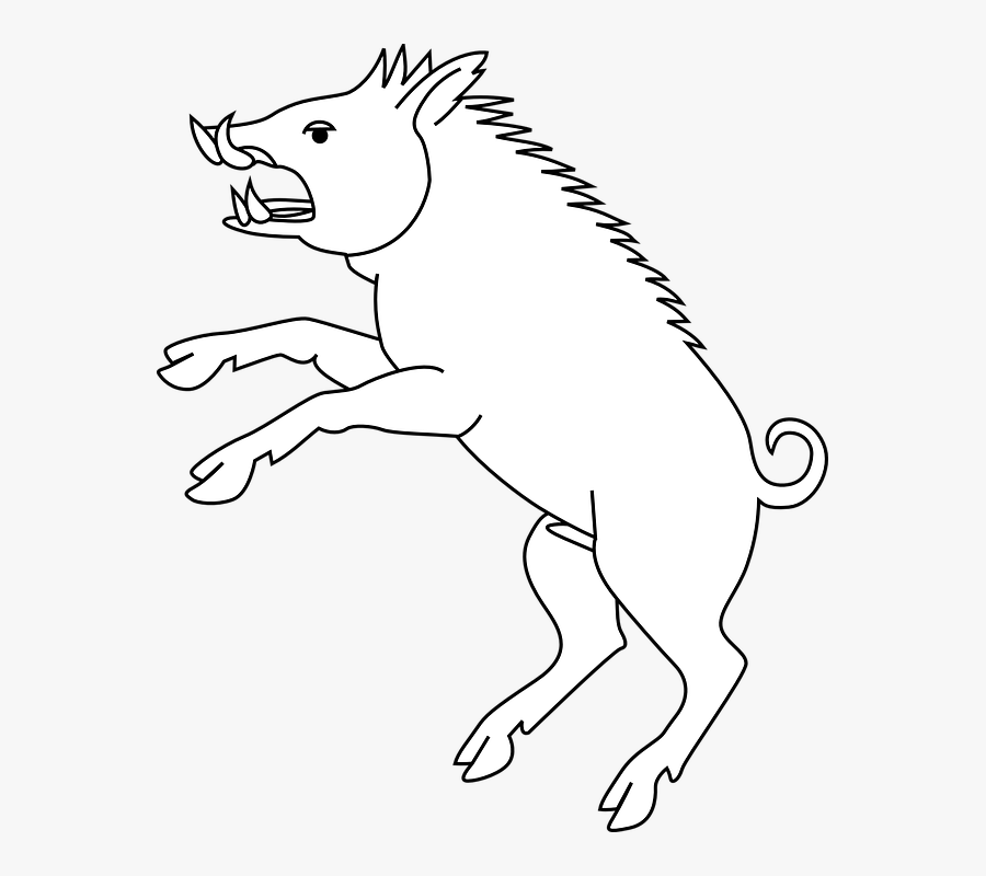 Pig, Wild, Jumping, Animal, Boar, Attack, Stand, Head - Coat Of Arms Hog, Transparent Clipart