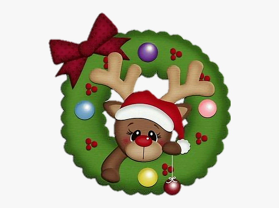 #wreath #reindeer #bow #christmas #holidays #antlers - Christmas Day, Transparent Clipart
