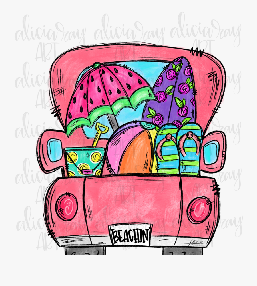 Beach Truck Example Image - Van, Transparent Clipart