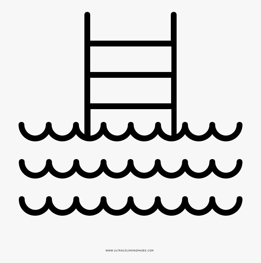Swimming Pool Coloring Page - Desenho Para Colorir Das Praia, Transparent Clipart