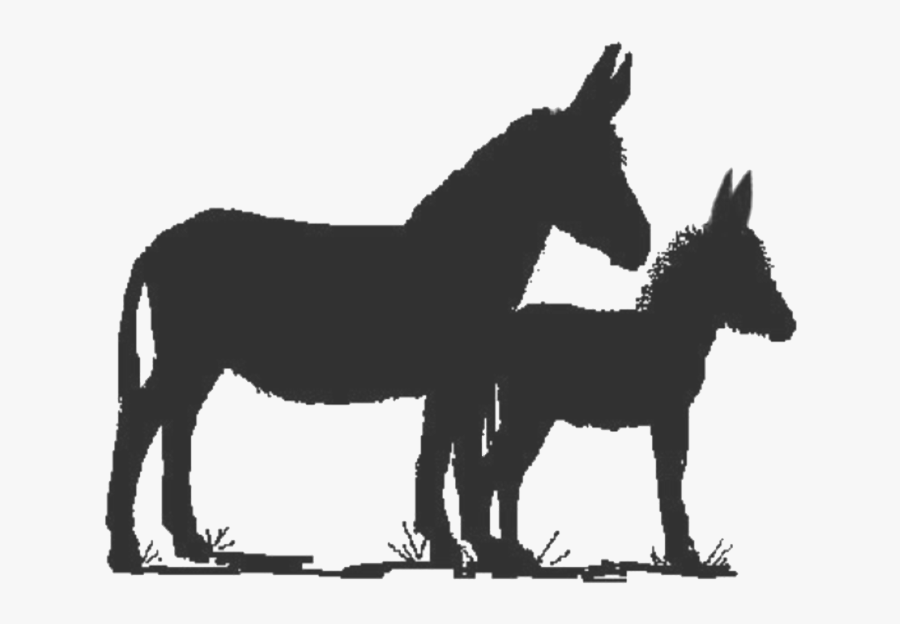 Drawing Donkey Miniature - Donkey And Baby Silhouette, Transparent Clipart