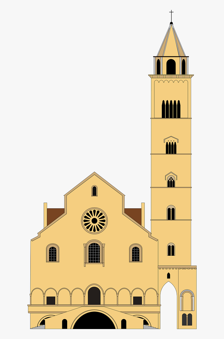 Church Architecture Building Free Picture - Disegno Della Cattedrale Di Trani, Transparent Clipart