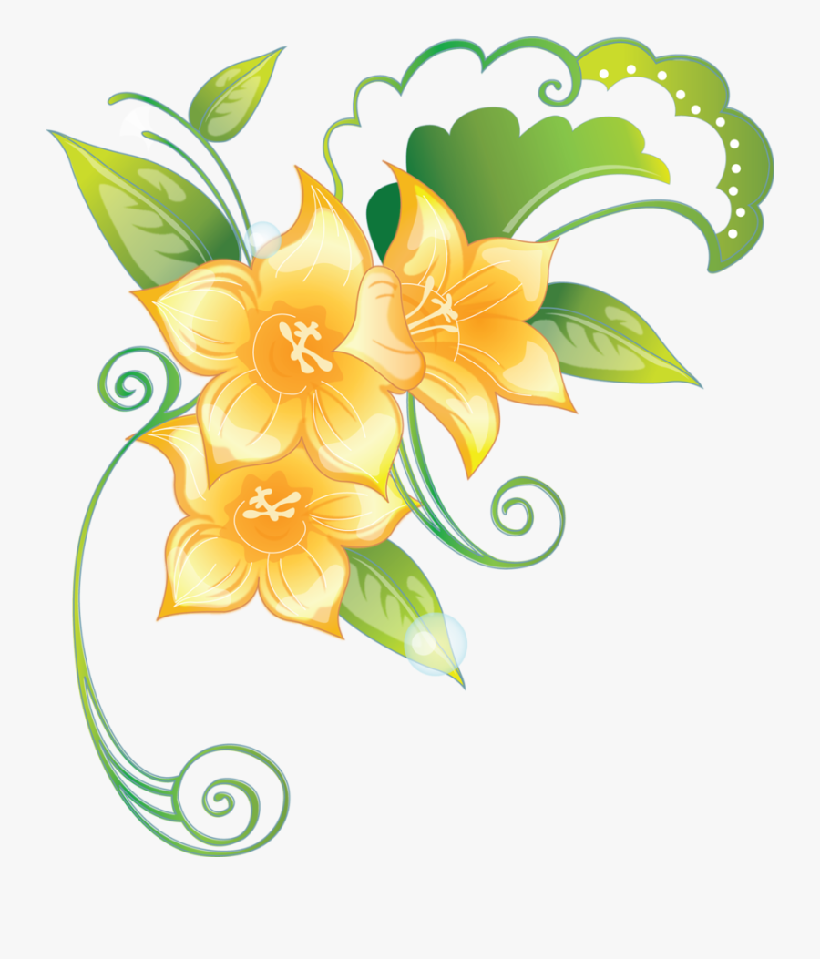 Frame Yellow Lily Border Design, Transparent Clipart
