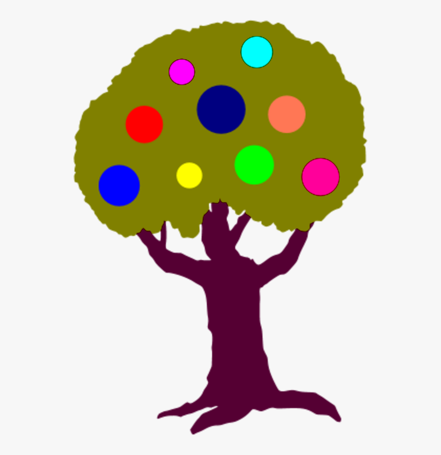 Tree With Colorful Circles Fruit - Clip Art, Transparent Clipart
