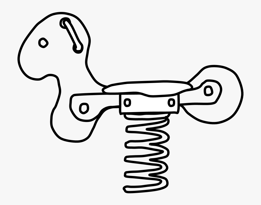 Rocking Horse, Springs, Black And White - Line Art, Transparent Clipart