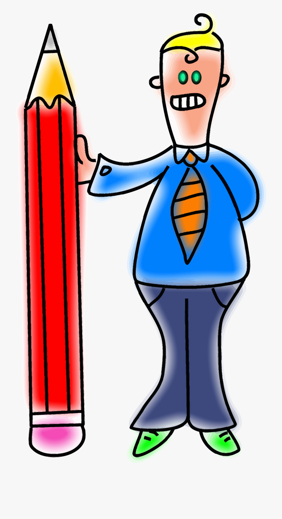 Giant Pencil Man Clip Arts - Pencil With Mens Cartoon, Transparent Clipart
