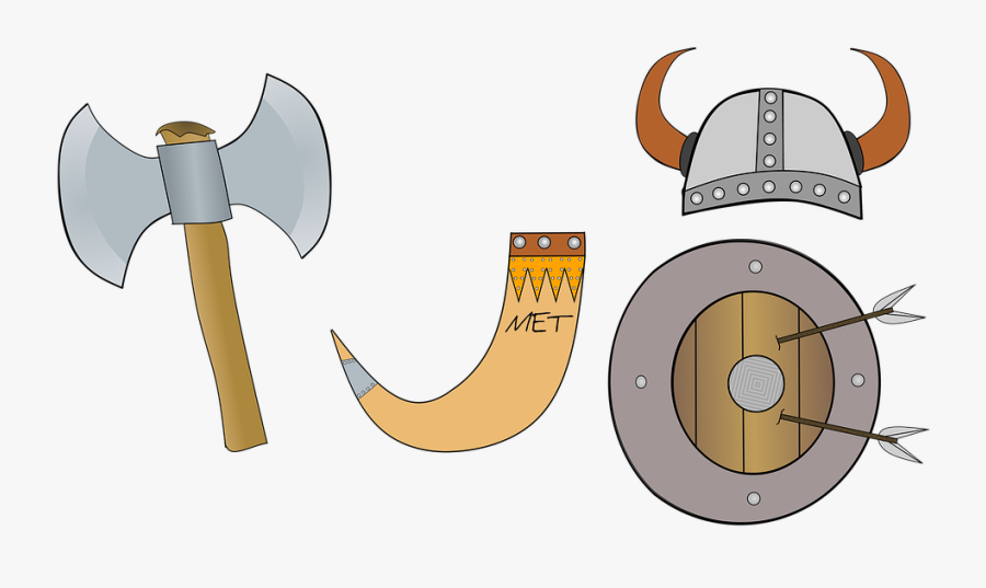 Axe Battle Axe Weapon Helm War Helmet - Cartoon, Transparent Clipart