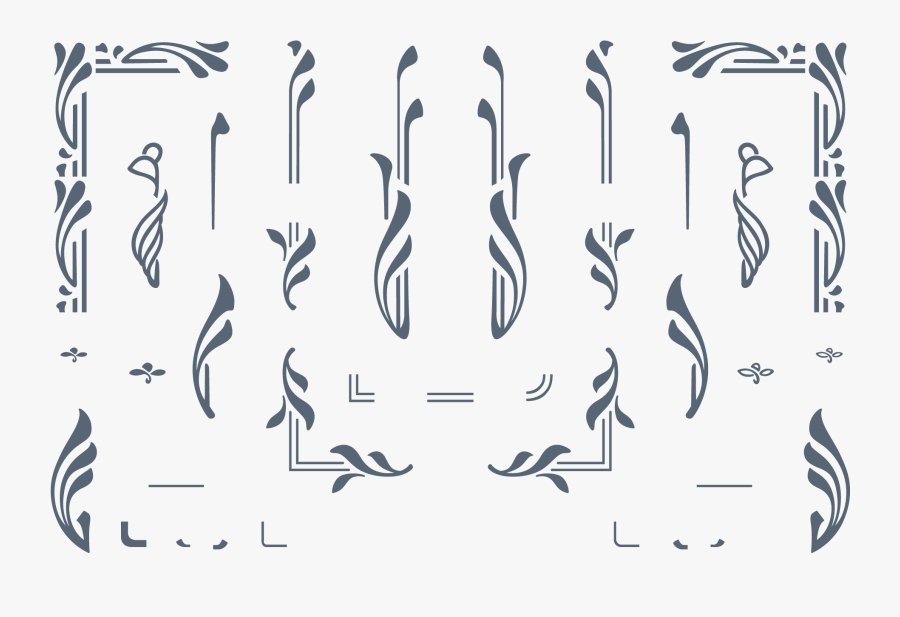 Vector Art Nouveau Borders, Transparent Clipart