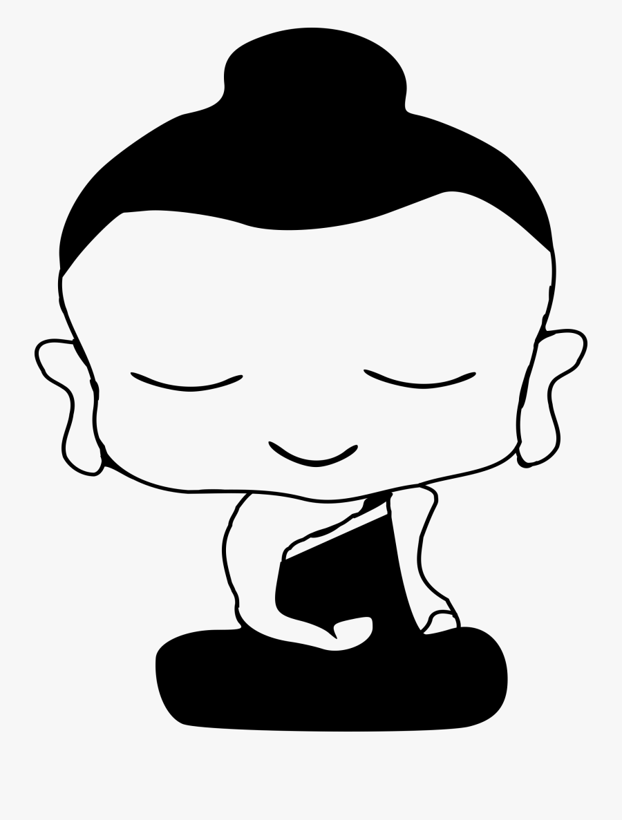 Buddhist Drawing Cartoon - Monk Black And White, Transparent Clipart