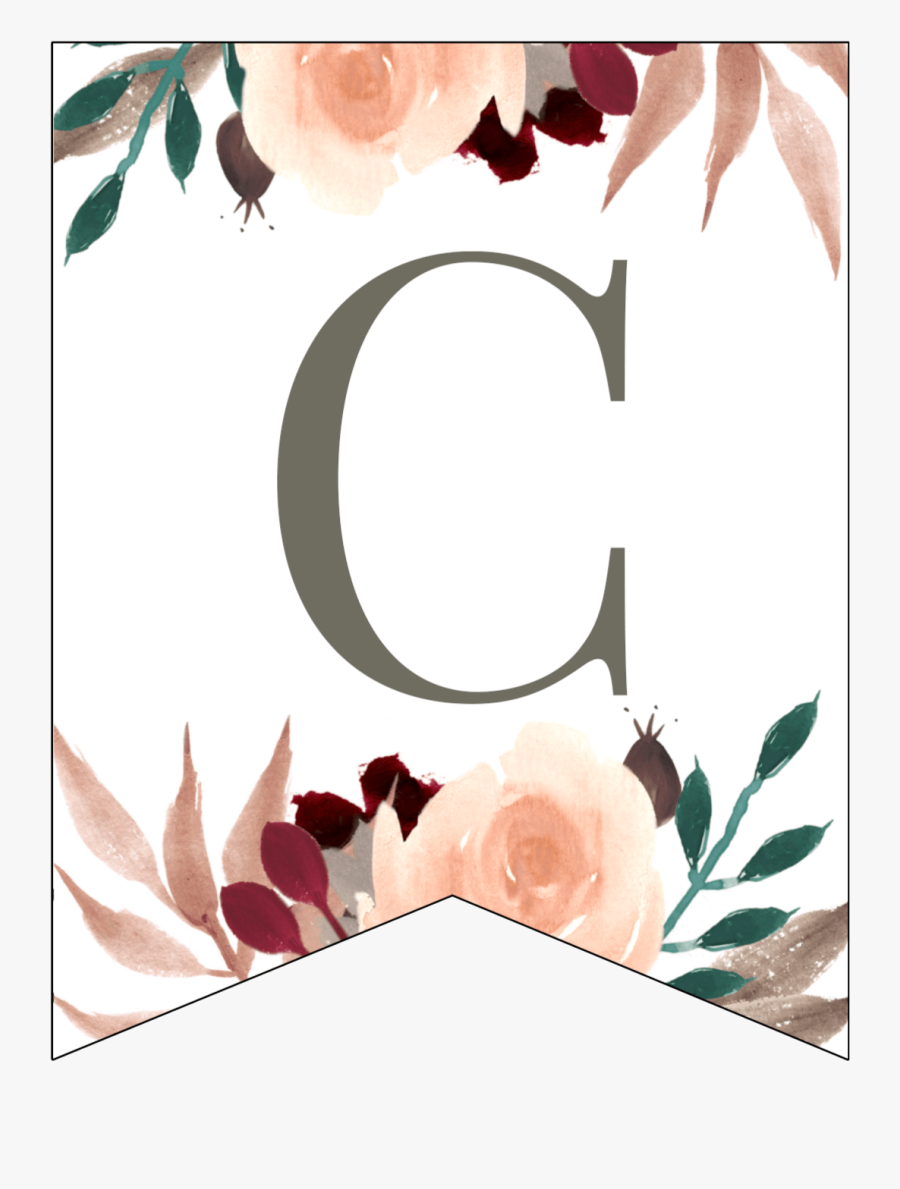 Letter B Floral Banner, Transparent Clipart