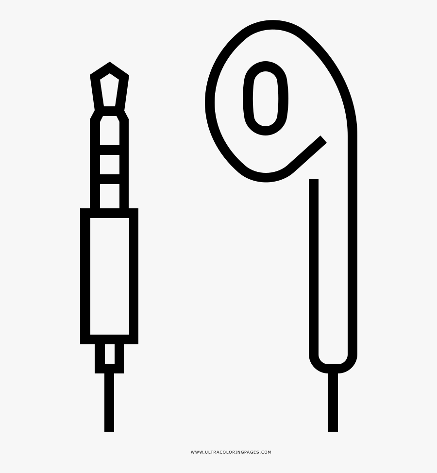 Earbuds Coloring Page - Line Art, Transparent Clipart