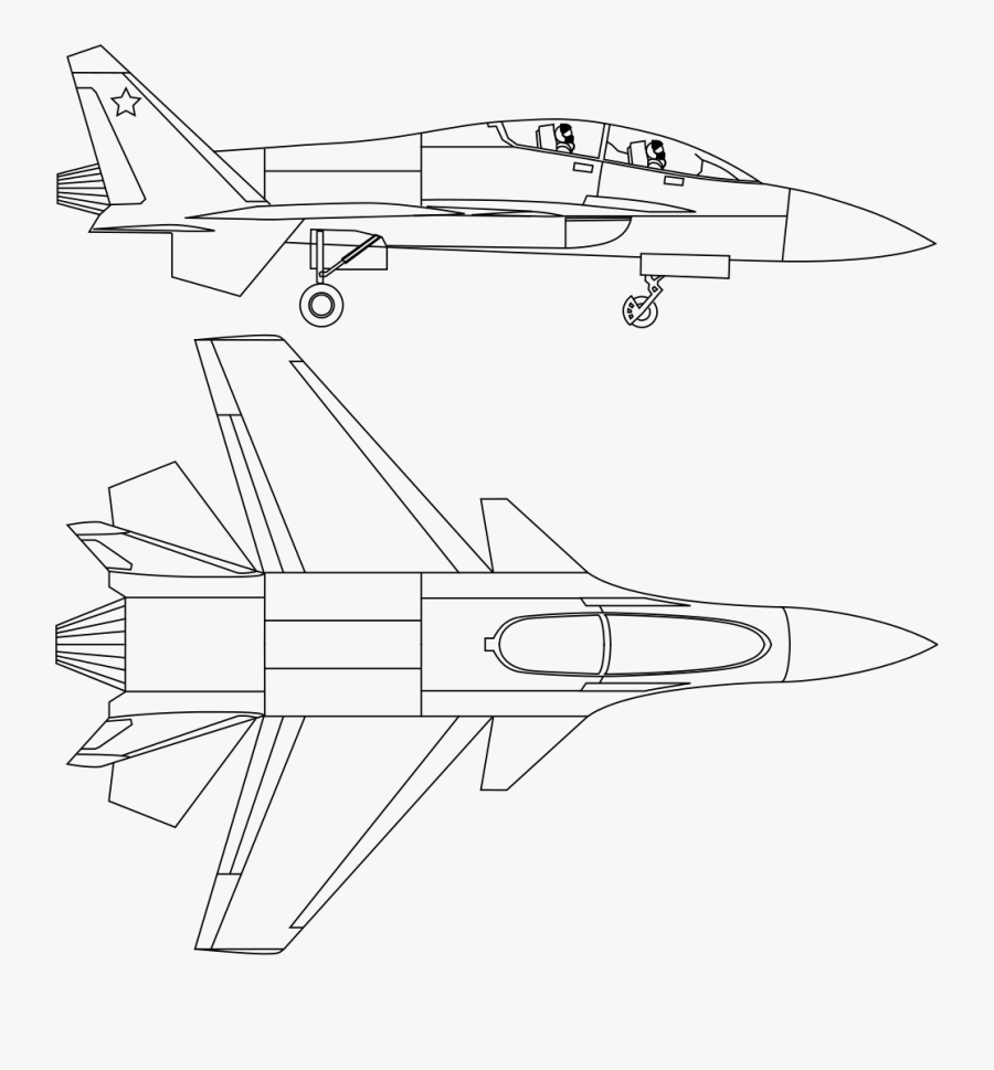 Sukhoi S 54 Airplane Aircraft Yakovlev Yak 130 Kb Sat - Sketch Of Fighter Jet, Transparent Clipart