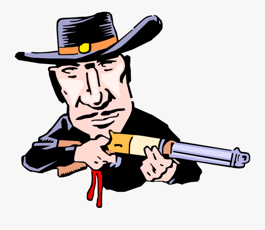Vector Illustration Of Old West Gunslinger With Shotgun - Cartoon Man With Shotgun, Transparent Clipart