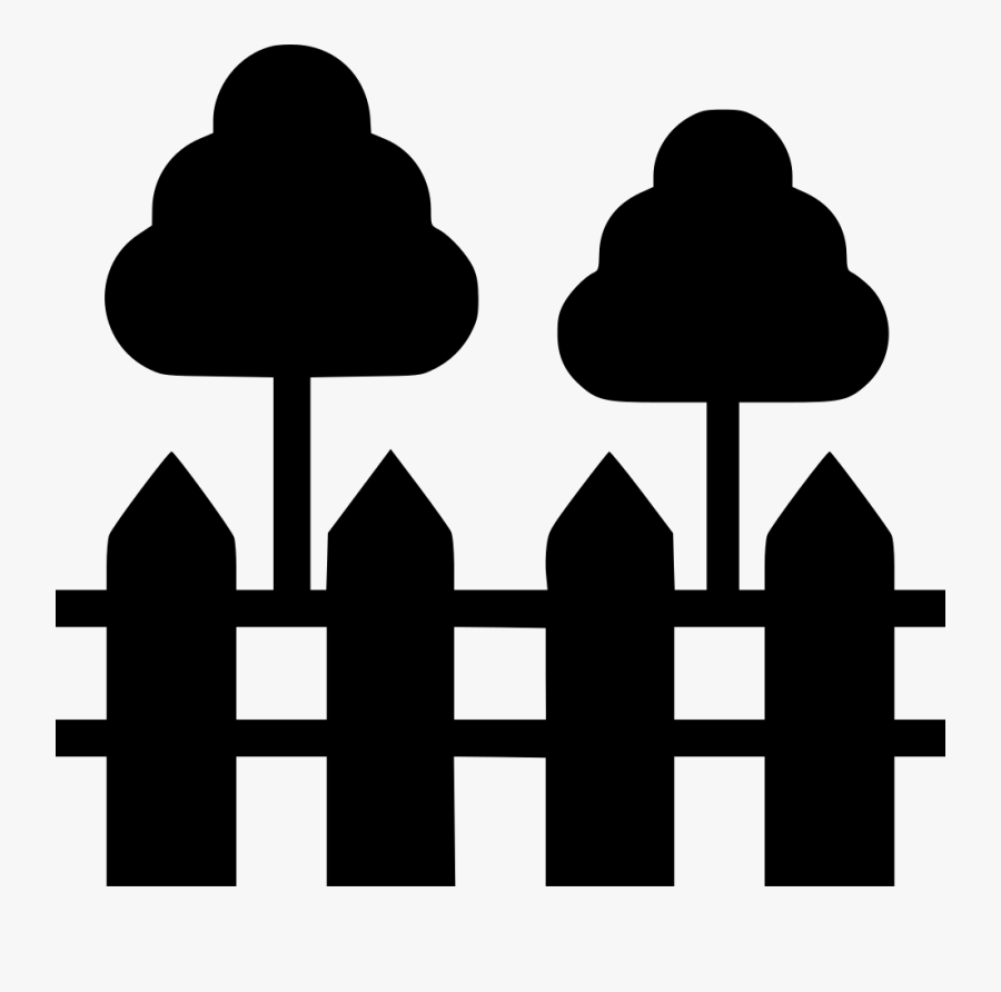 Silhouette,black And White,tree,fence,clip - Black Garden Icon Png, Transparent Clipart