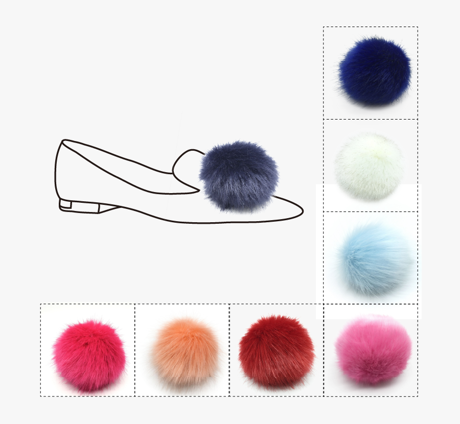 Clip Shoes Pompom - Faux Rabbit Fur Pom Pom 9cm, Transparent Clipart