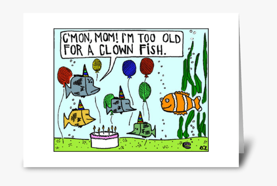 Clown Fish Greeting Card - Cartoon, Transparent Clipart