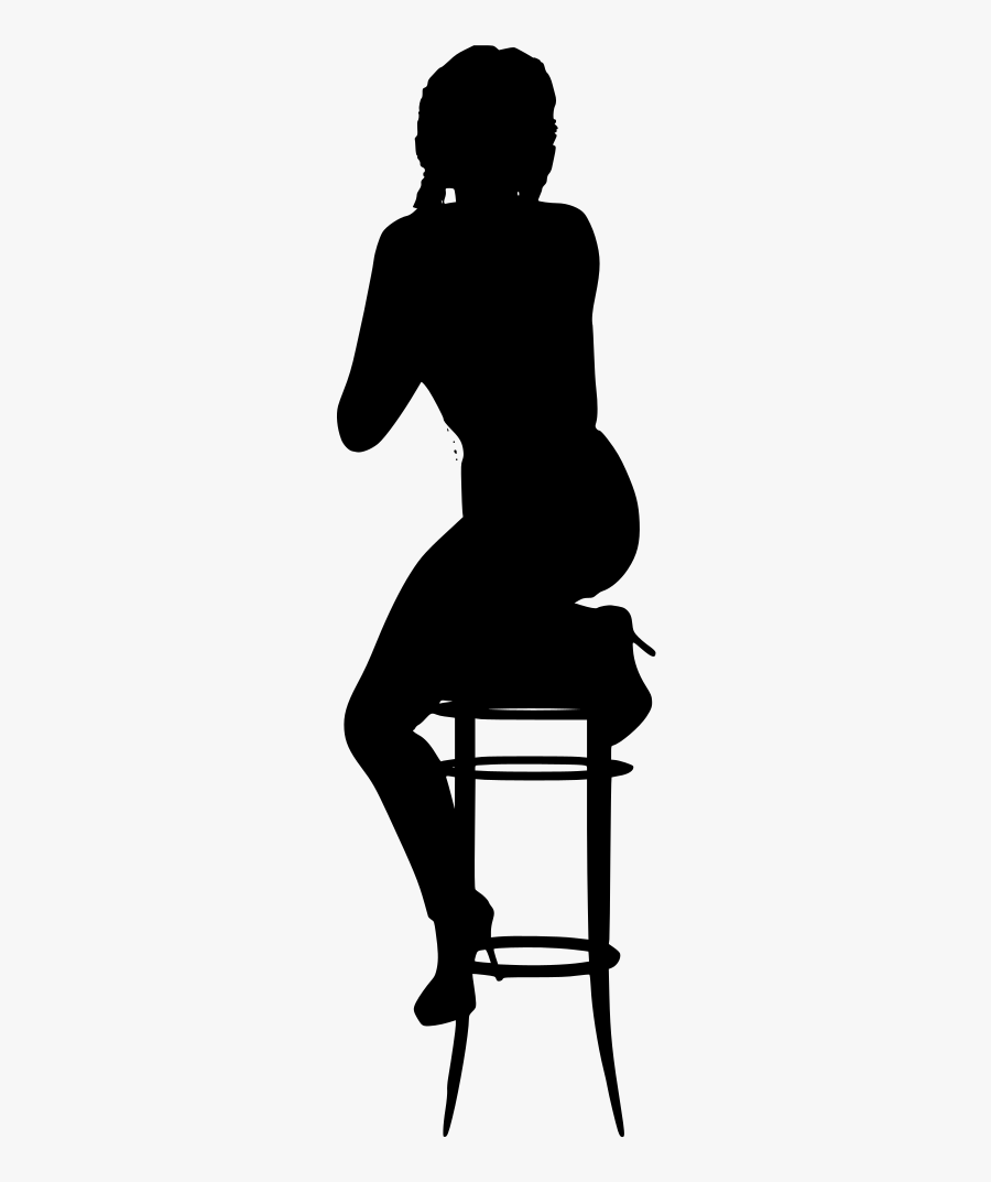 Woman Sitting At Bar Silhouette, Transparent Clipart