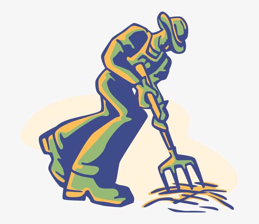 Vector Illustration Of Farmer With Pitchfork Gathers - Farmer Clip Art, Transparent Clipart