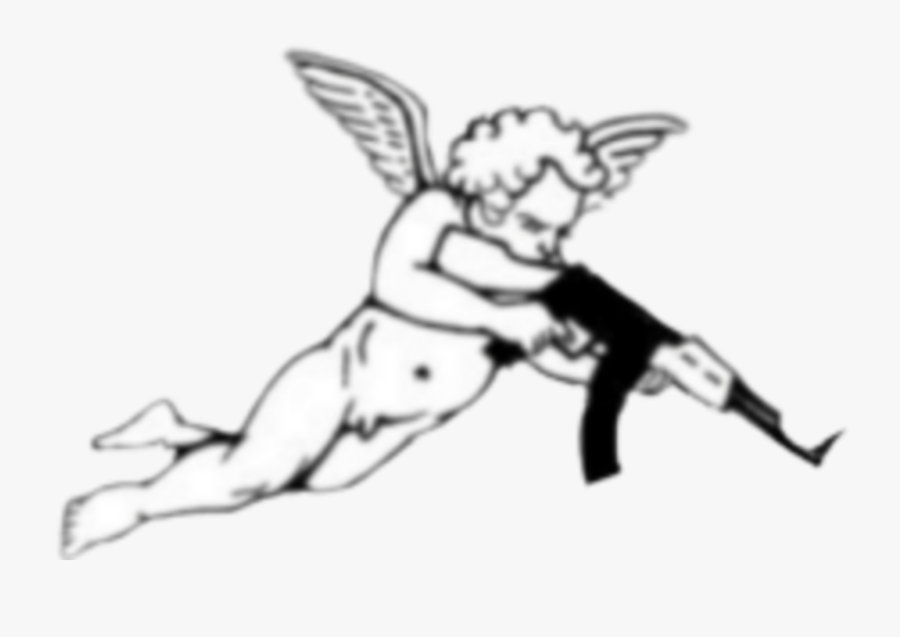 #angel #gun #art #sadboy #fuckboy #guardianangel #gangster - Guardian Angel With Gun, Transparent Clipart