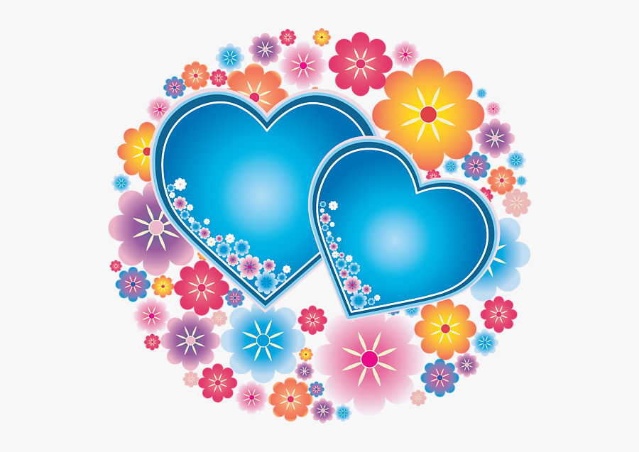 Love Heart Shape With Flowers, Transparent Clipart