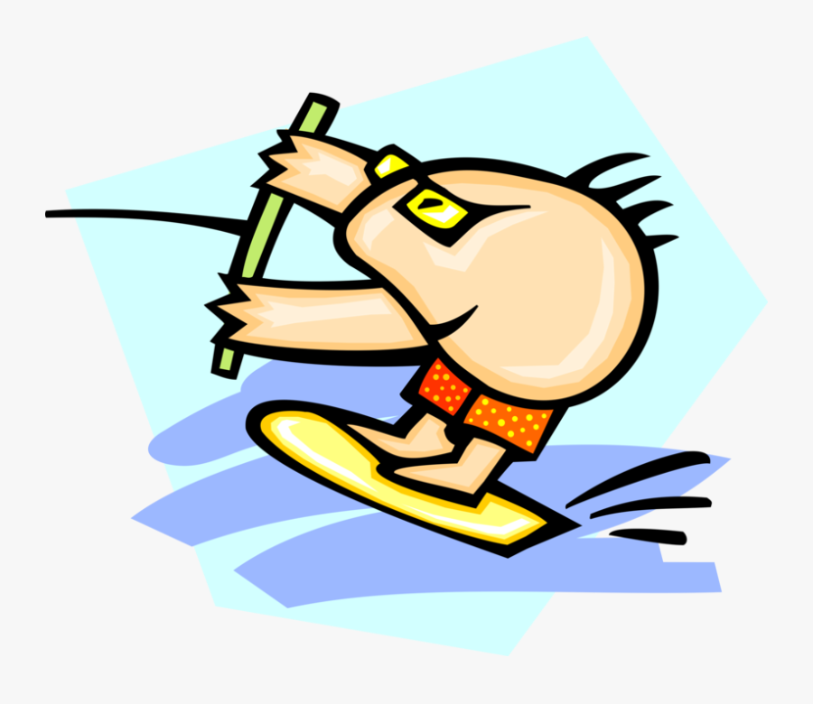 Vector Illustration Of Water Skier On Skis Shows Off, Transparent Clipart