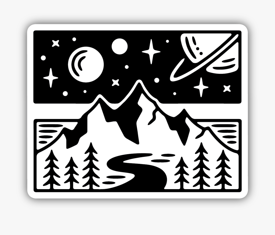 Mountain Space Scene Sticker - Photo Caption, Transparent Clipart