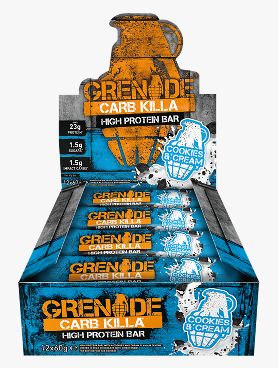 Grenade Carb Killa Bar 12x60g - Grenade Bars Cookies And Cream, Transparent Clipart