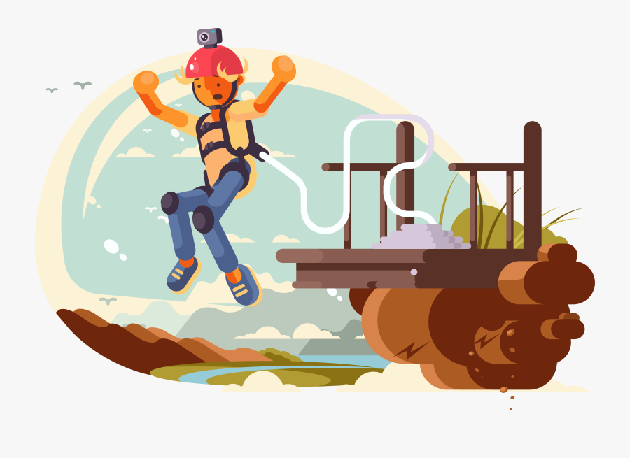 Illustration Of A Person Bungee Jumping From A Cliff , Free Transparent