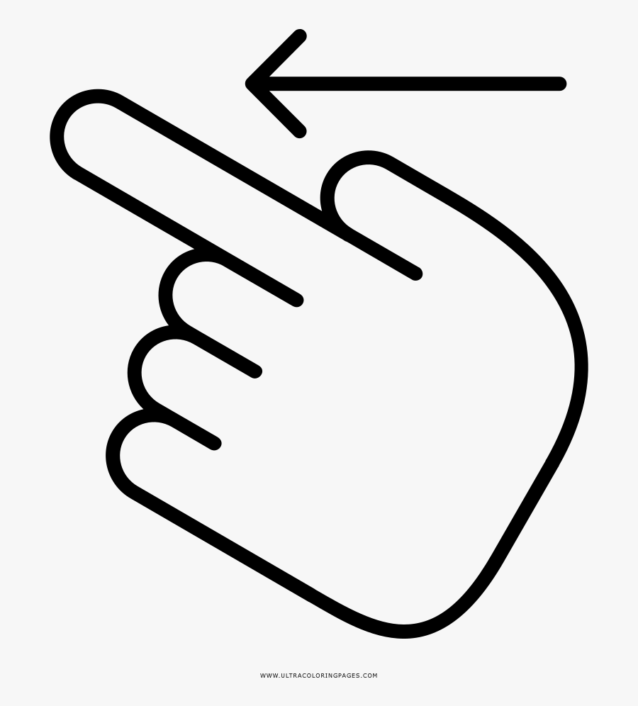 Swipe Left Hand Coloring Page - Line Art, Transparent Clipart