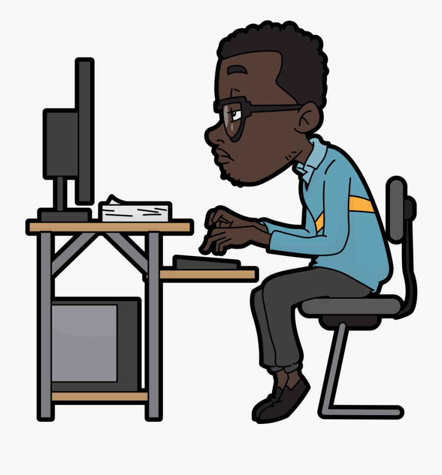 Cartoon Man At Computer, Transparent Clipart