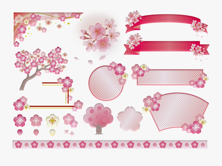Sakura, Japanese, Kawaii, Labels, Flower, Pink, Blossom, Transparent Clipart