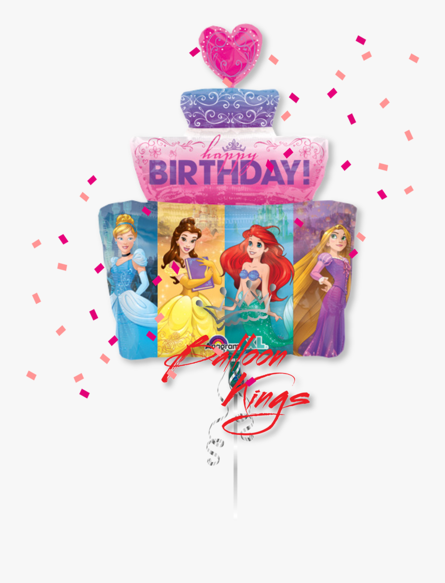 Princess Cake - Disney Princesses Happy Birthday Balloon, Transparent Clipart
